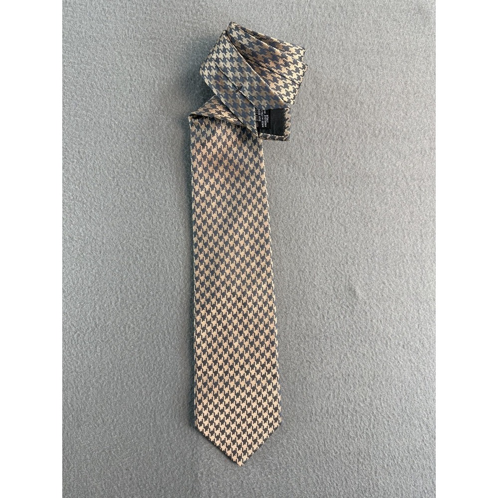 Giorgio Armani Tie Mens One Size Blue Silk Houndstooth Designer Woven Made Italy